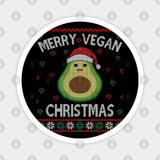 Merry Vegan Christmas Ugly Sweater Magnet by MZeeDesigns